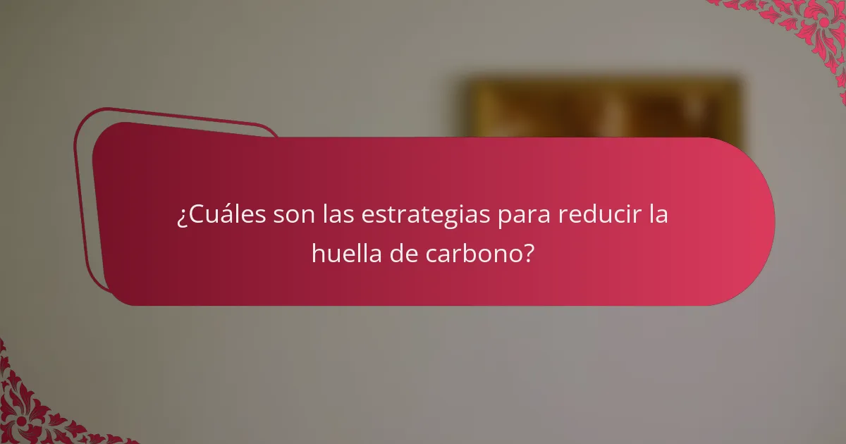 ¿Cuáles son las estrategias para reducir la huella de carbono?