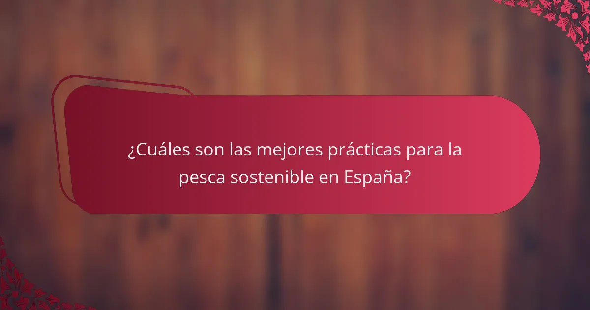 ¿Cuáles son las mejores prácticas para la pesca sostenible en España?