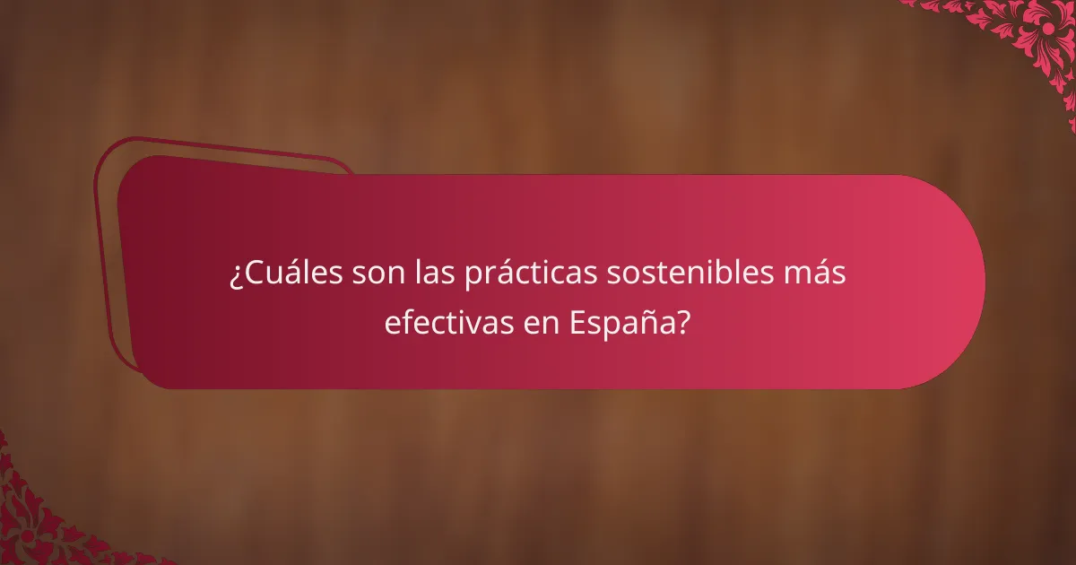 ¿Cuáles son las prácticas sostenibles más efectivas en España?