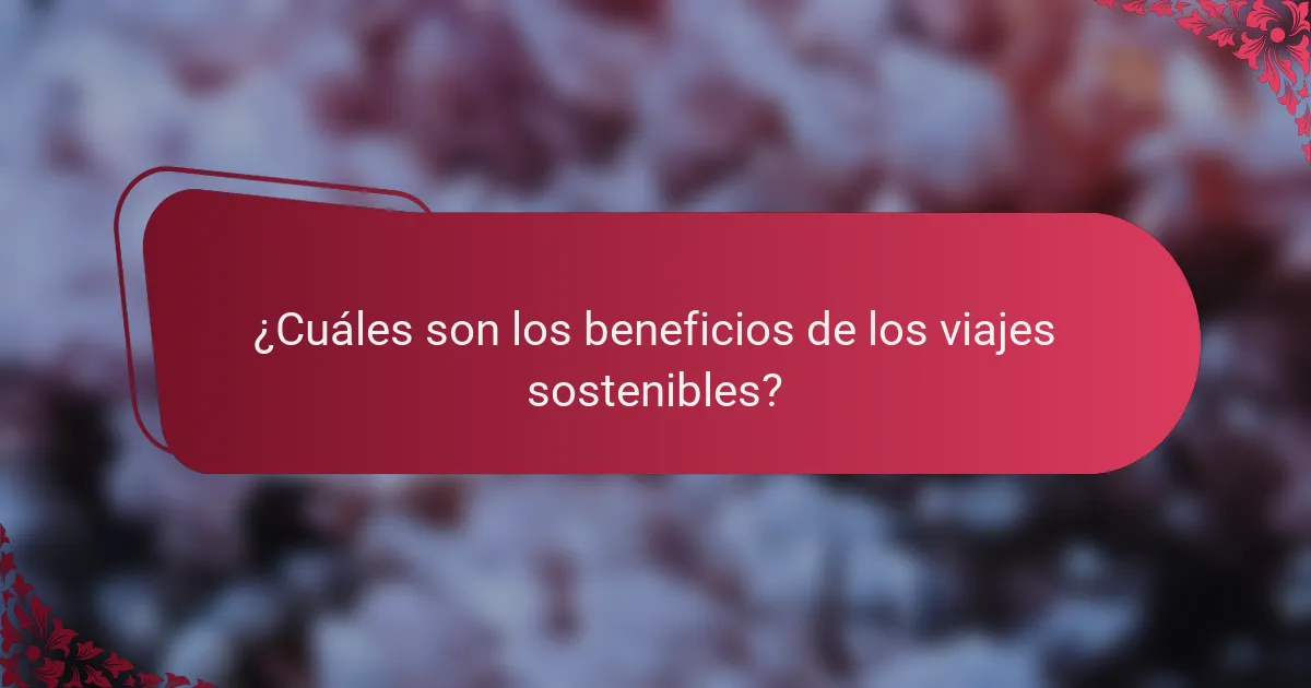 ¿Cuáles son los beneficios de los viajes sostenibles?