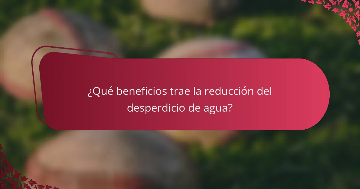 ¿Qué beneficios trae la reducción del desperdicio de agua?
