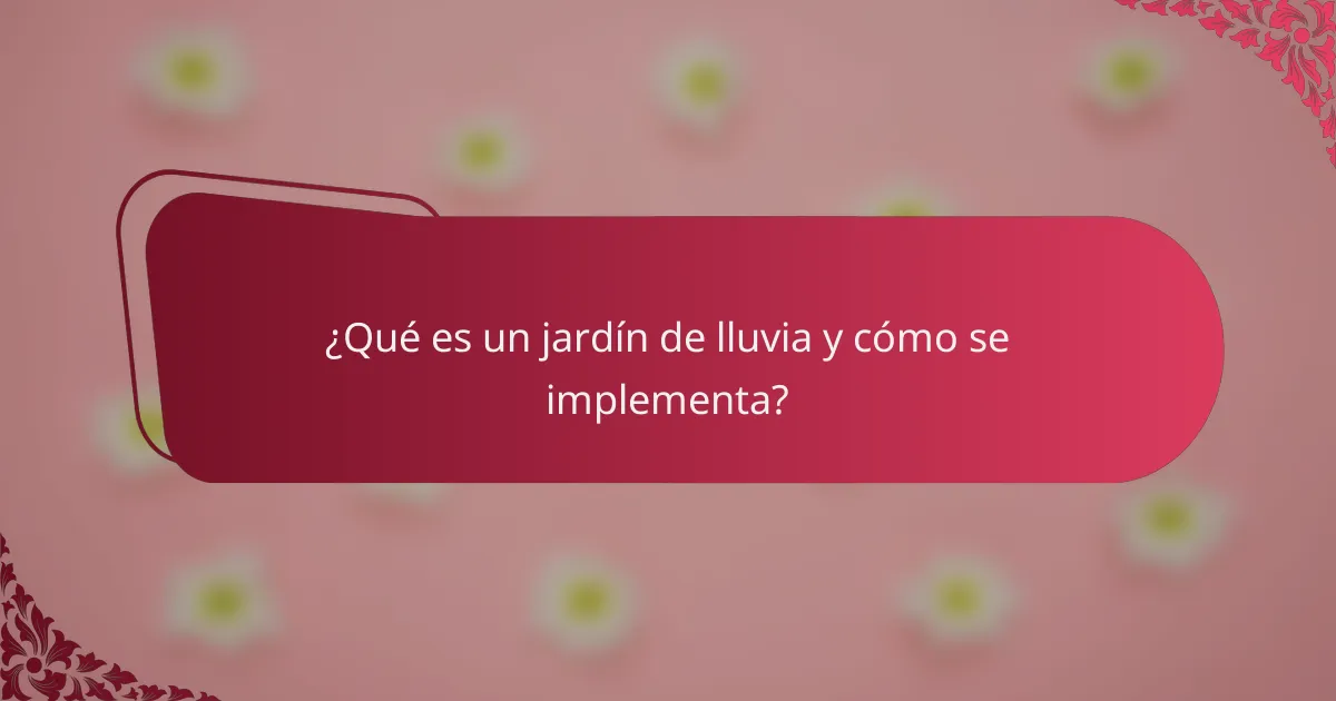 ¿Qué es un jardín de lluvia y cómo se implementa?